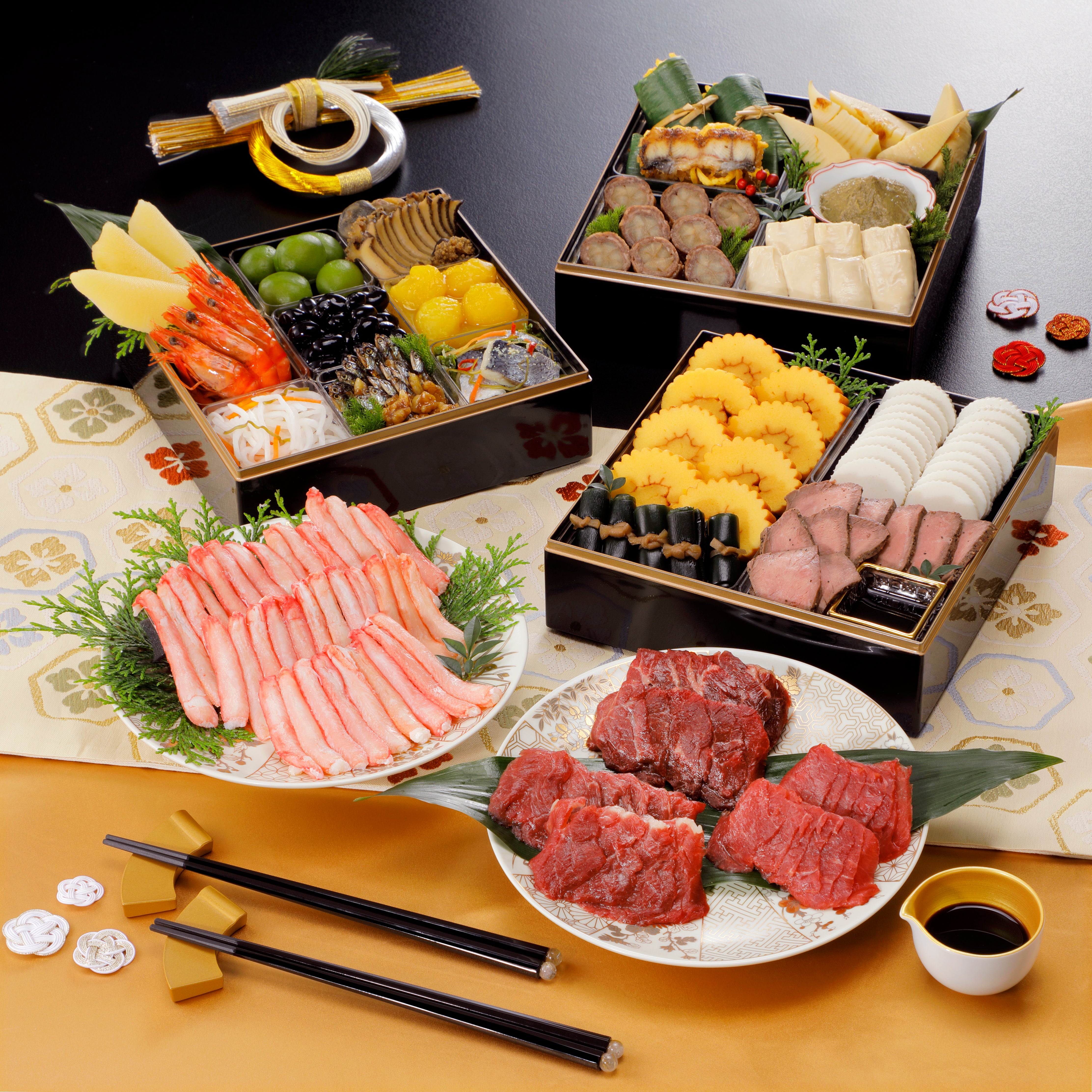 「松」冗談抜きで旨いおせち（20種類+重箱+内容器+ルチル付きお箸2膳+箸置き2個）